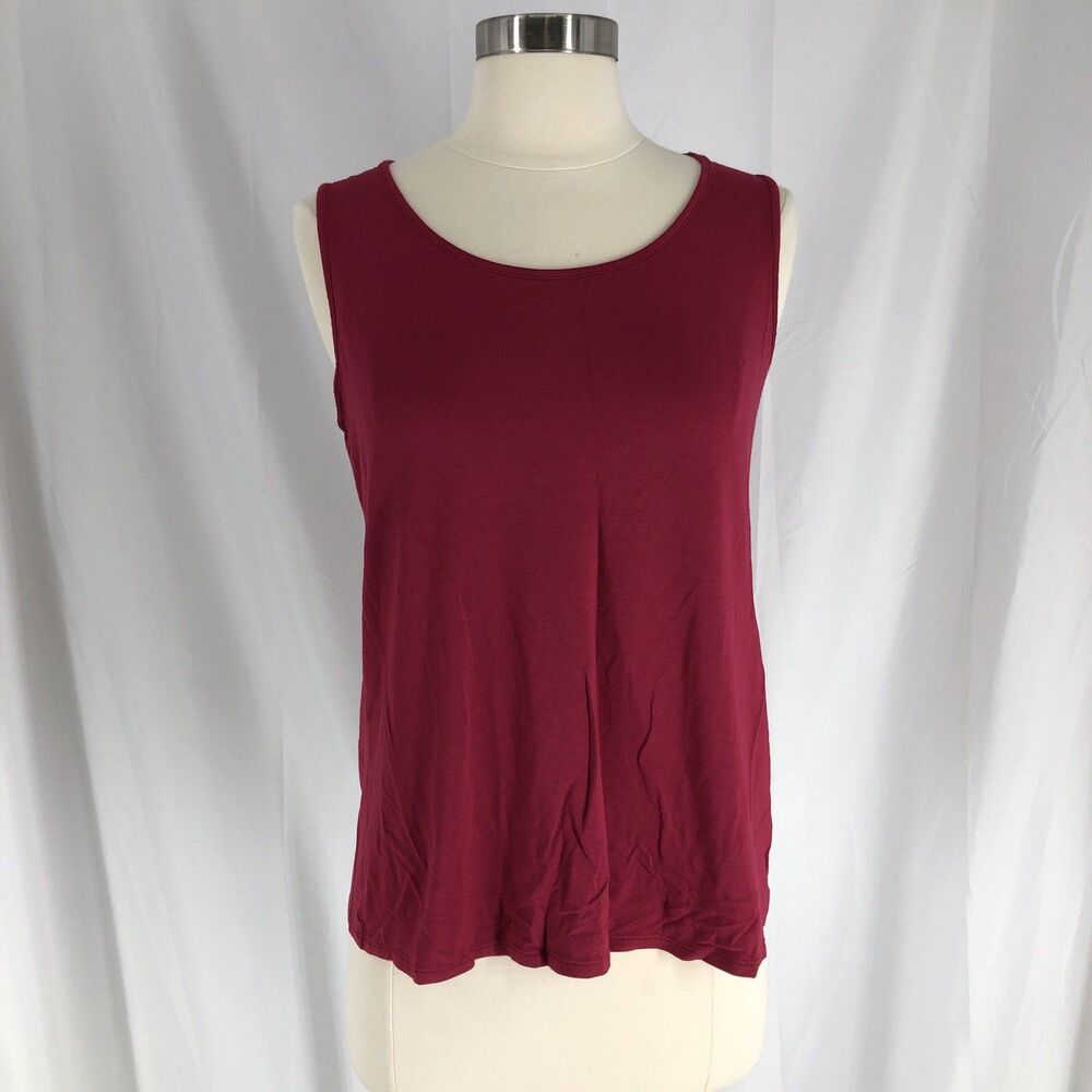 J Jill Red Sleeveless Scoop Neck Tunic Tank Wearever Collection Size Small